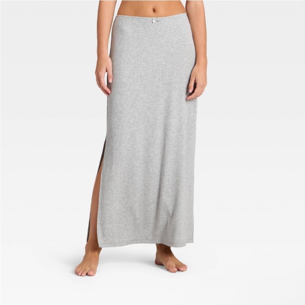 Auden Variegated Ribbed Pajama Skirt Light Gray Size Large